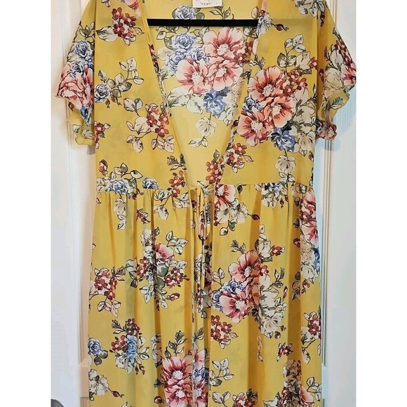 Lavender Field Sheer Floral Tie Front Duster Small Festival Beach Cottagecore - Picture 2 of 16